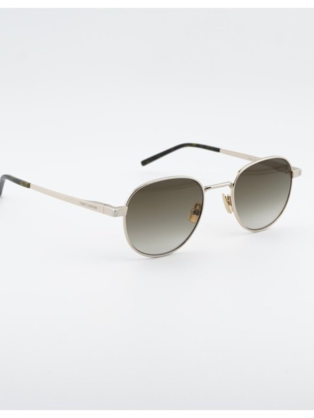 Saint Laurent SL555 003 Sunglasses Gold Round Frame, Brown Lenses